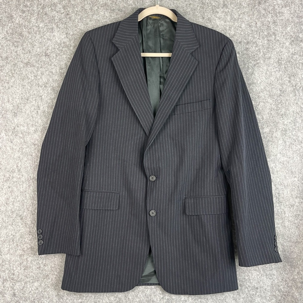 Vintage Levis Blazer Sport Coat Mens 38R Blue Pinstripe Action Suit 2 Button